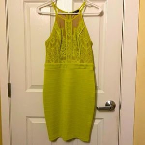 Very light green/yellow mini bandage dress
